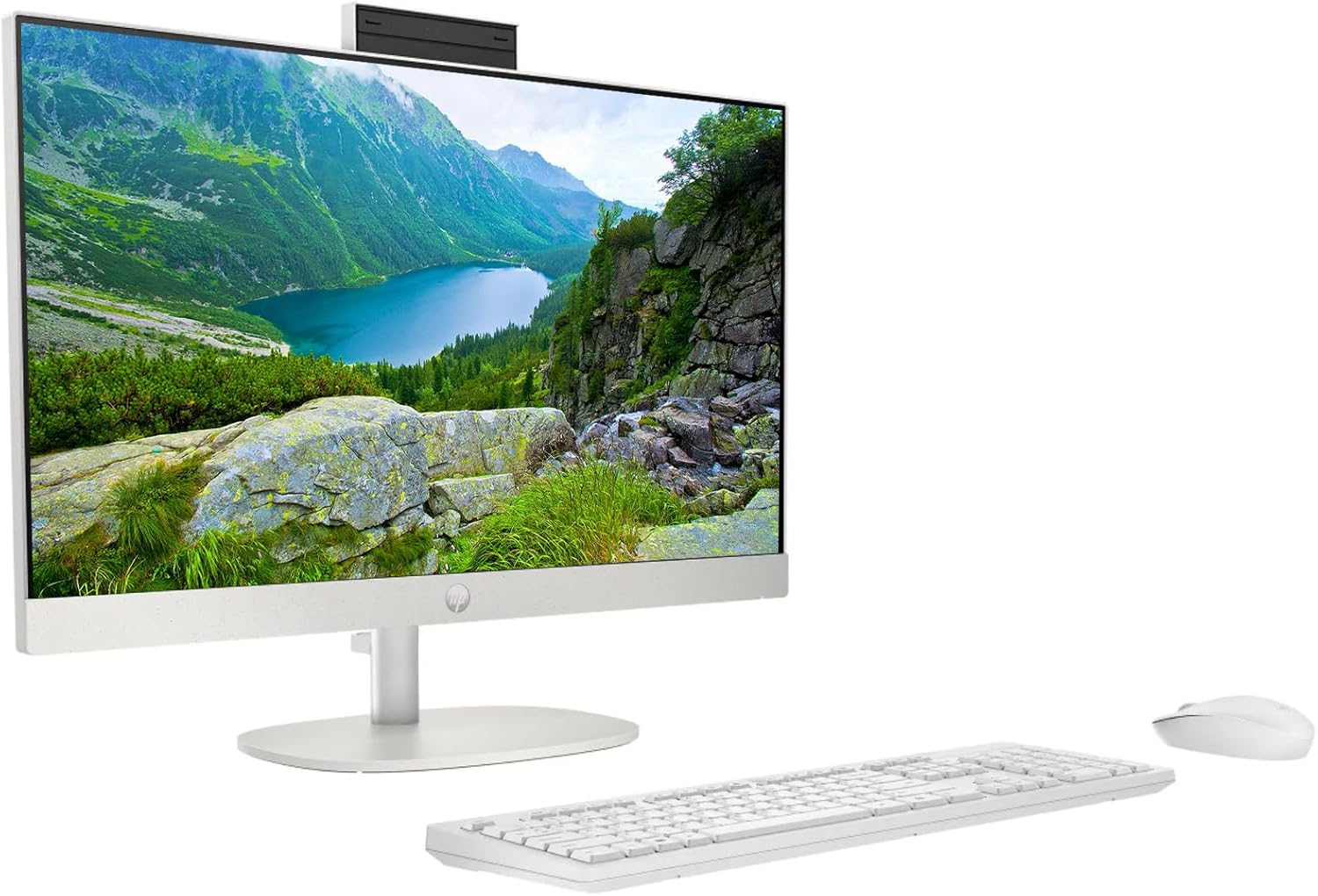 HP 27" All-in-One Desktop Computer, FHD IPS Touchscreen, AMD Ryzen 5 7520U Processor, 16GB LPDDR5, 256GB SSD, Wi-Fi 6, HDMI, USB-C, Ethernet RJ-45, Wireless KB& Mouse, Windows 11 Home