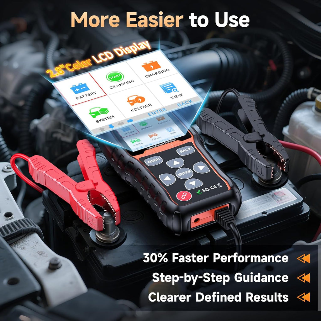 FOXWELL BT705 Plus Car Battery Tester 24V 12V Load Tester, 100-2000CCA Automotive Starter Alternator Tester, Digital Cranking Charging System Tester for Car Truck Marine Heavy Duty, Upgraded BT705