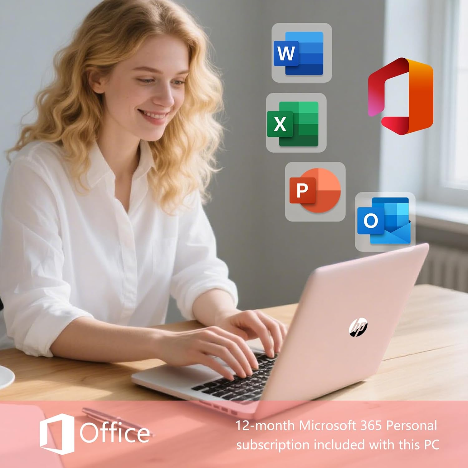 HP 14 Elite Laptop, 16GB RAM, 1.12TB Total Storage (64GB+64GB MSD+1TB Cloud), Rose Gold Pink, Office 365, Intel Multi-Core, Win11, Copilot AI, 11Hr Battery, Alpacatec Mouse