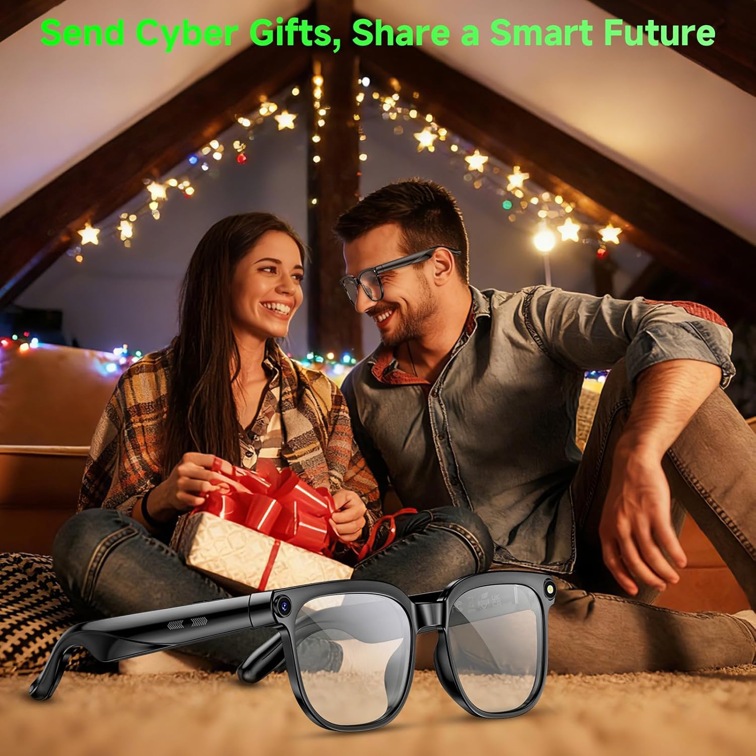 Hwagol Smart Glasses with Camera, 8MP HD Photo and Video Recording,AI Glasses with Real-Time Translation/Object Recognition/AI Voice Q&A/Recording, Calls and Music,UV & Blue Light Protection (Clear)