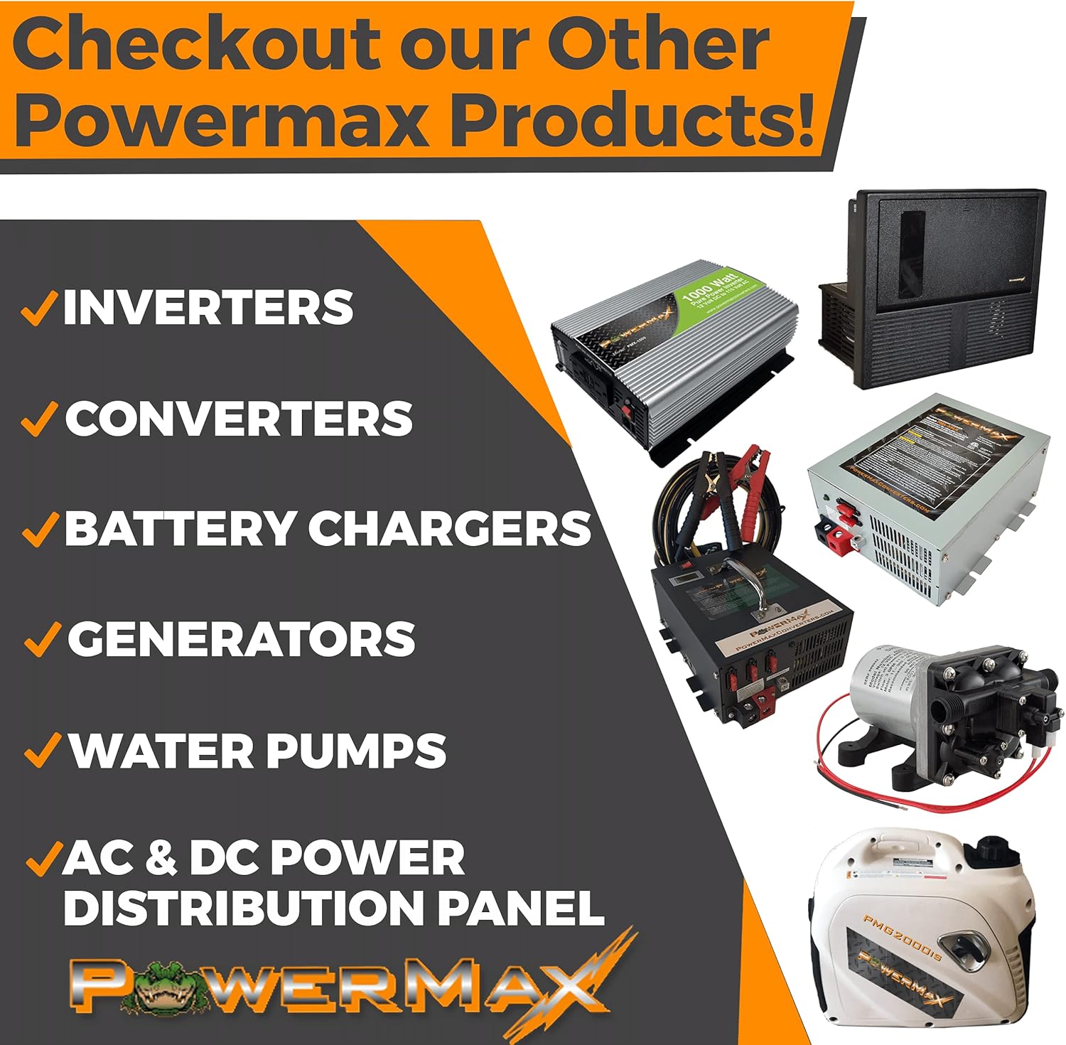 PowerMax PMBC 100 Amp 12V Battery Charger/Maintainer, Flash Reprogrammer & Adjustable Power Supply w/ 15ft Cables, Voltage Display & Mounting Brackets for RV, 12V Car Audio, Boat Motors & LED + House