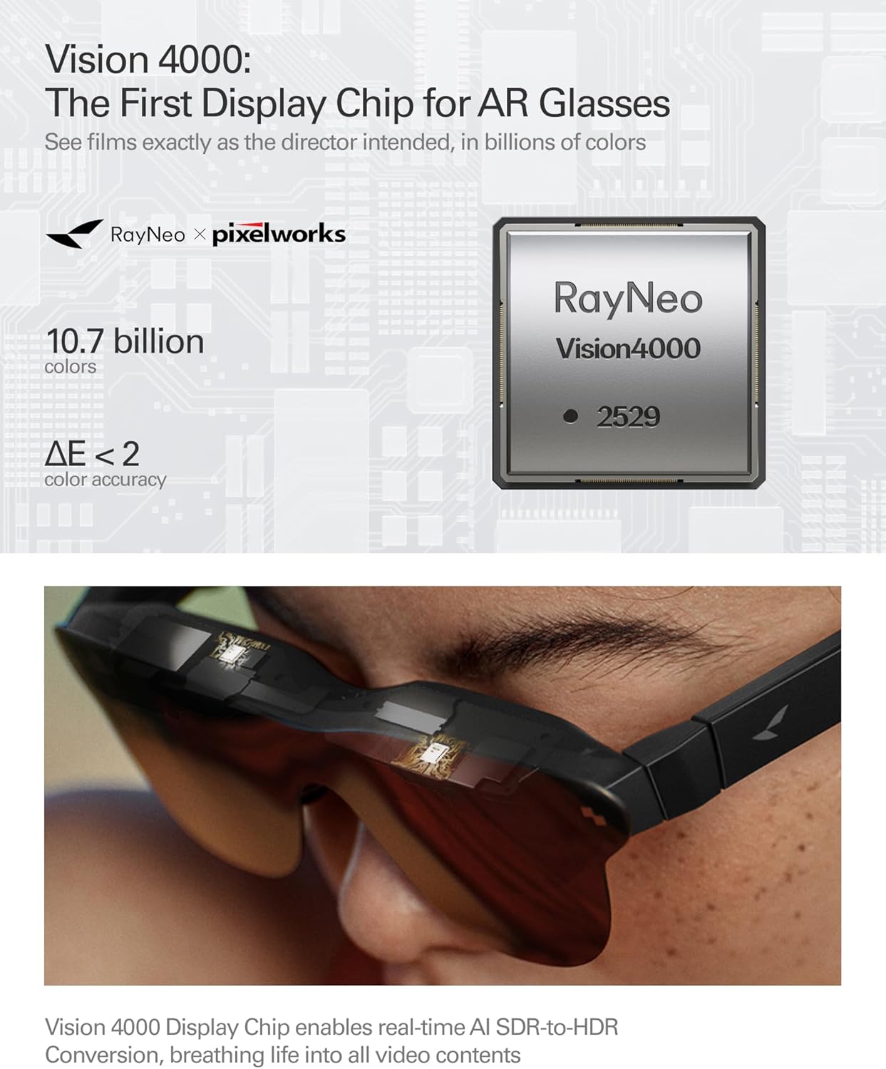 RayNeo Air 4 Pro AR/XR Glasses, HDR10 201" Virtual Display, 120Hz 3D Movie & Gaming Video Display, USB-C Plug & Play for iPhone 17/16/15, Android, Switch 2, PS5, Steam Deck