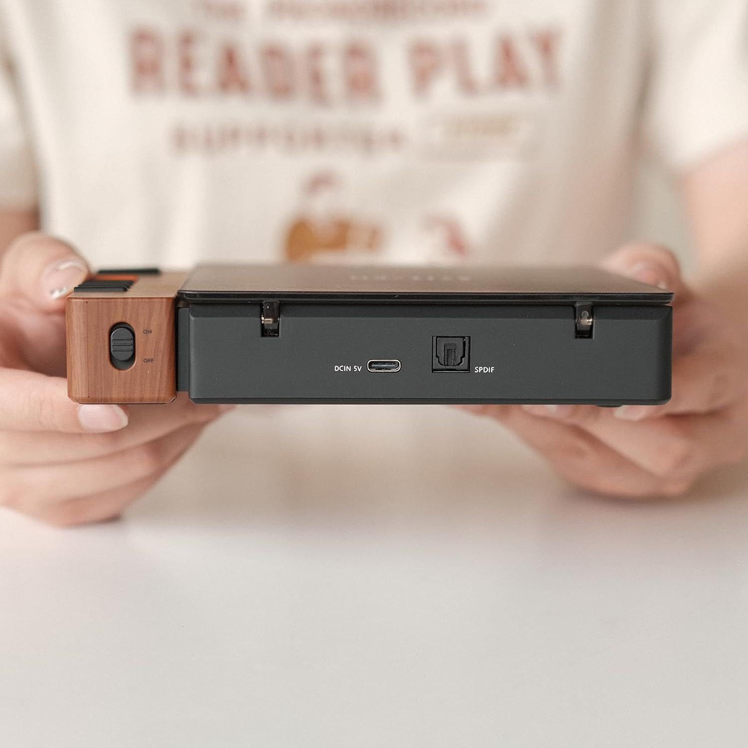 syitren R300 CD Player Portable Bluetooth Desktop Retro CD Players for Home,Without Speakers, Rechargeble Battery Small Compact Vintage CD Player,SPDIF Out,Brown