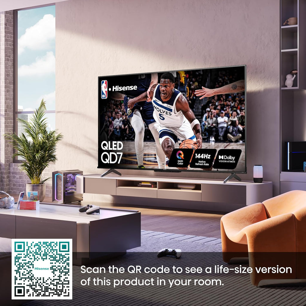 Hisense 65-Inch Class QD7 Series QLED 4K UHD Google Smart TV (65QD7N) - QLED, Native 144Hz, Motion Rate 240, Direct Full Array, Game Mode Pro, Alexa Compatibility