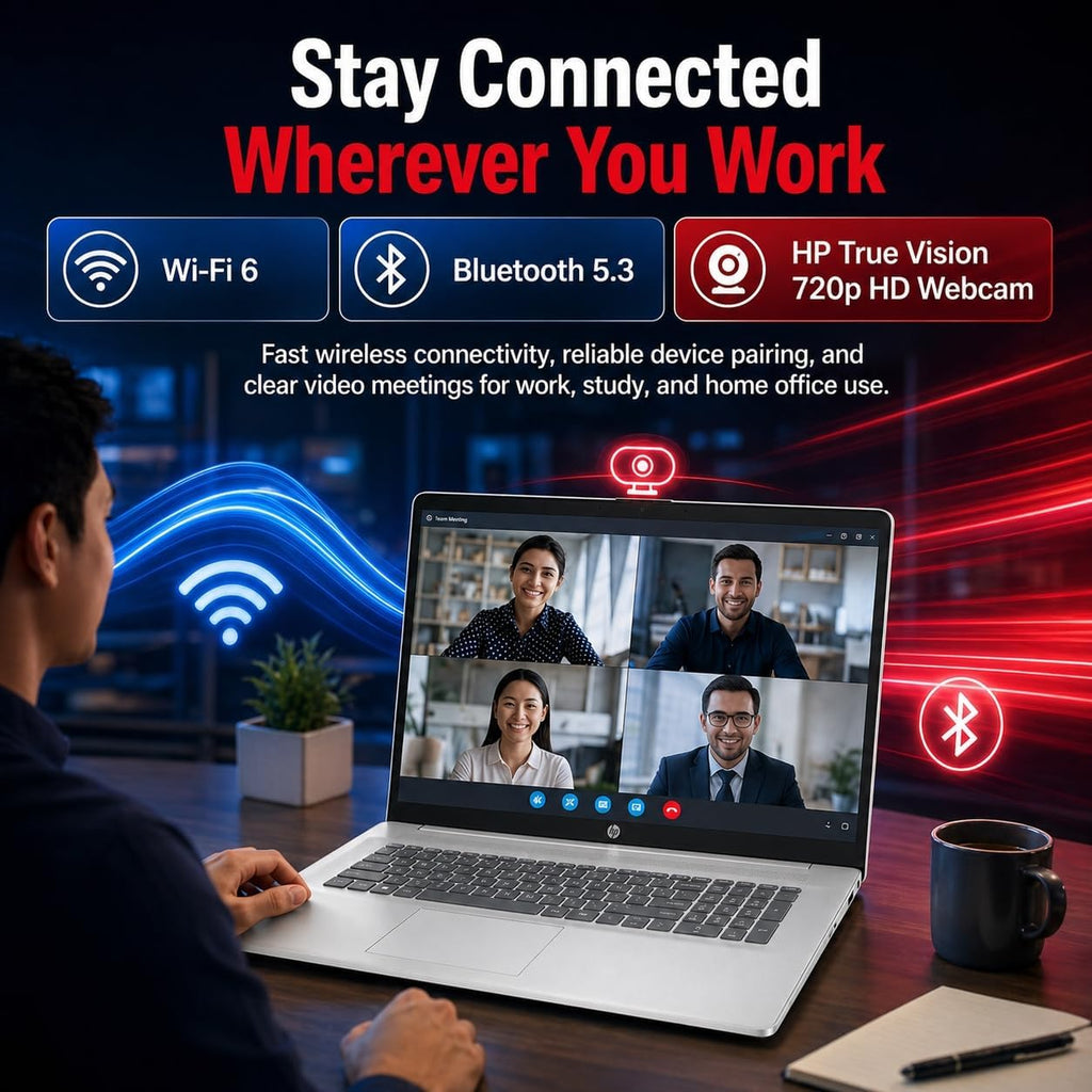 HP 17.3inch FHD Laptop Computer for Work & Study - 16GB RAM, 512GB SSD, AMD Ryzen 5 7430U Processor, Wifi6, Win11 Pro, Computer Multitask for Remote Work,Online Meetings, Students & Home Office