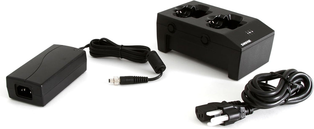 Shure SBC200-US Dual Docking Charger with PS45US Supply, Charging Station for SB900A Batteries In or Out of Transmitters, Supports Up to 4 SBC200 Units on One Supply