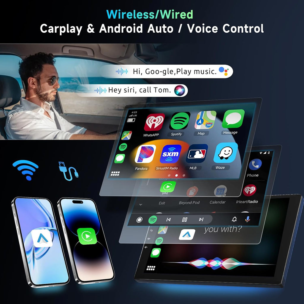 Podofo 8 Core 8+128G Android Car Radio Stereo for Honda Civic 2006-2011 with Wireless Carplay Android Auto, 10.1" QLED Touch Screen, WiFi/4G, GPS, DSP/Hi-Res, AM/FM, Bluetooth 5.0, Backup Camera