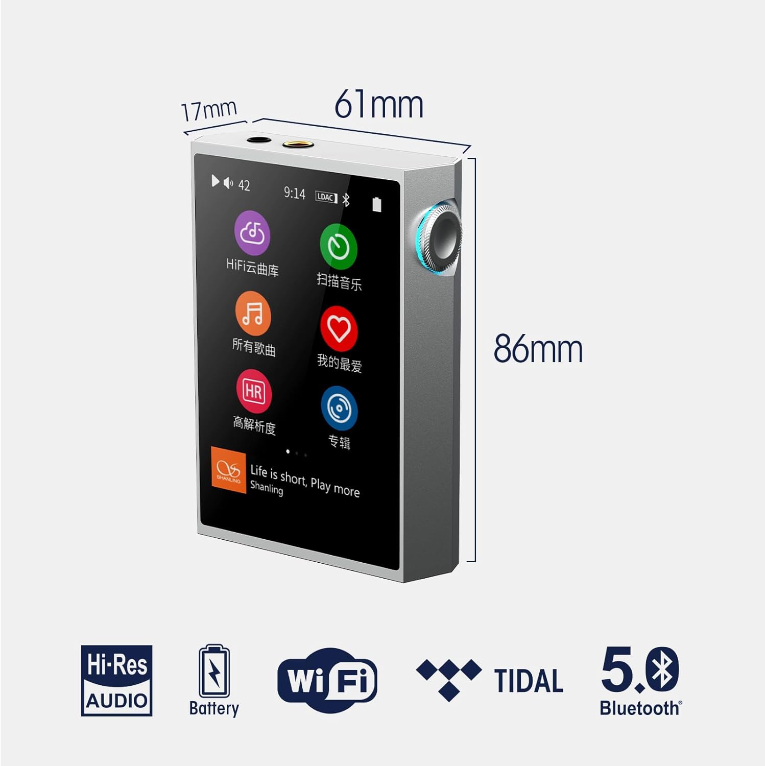 SHANLING M1 Plus Protable Music Player M1Plus High-Definition Lossless MP3 Player ES9069Q DAC Dual SGM8262 Amplifier PCM768 DSD512 Bluetooth 5.2 LDAC WiFi DLNA Airplay Silver