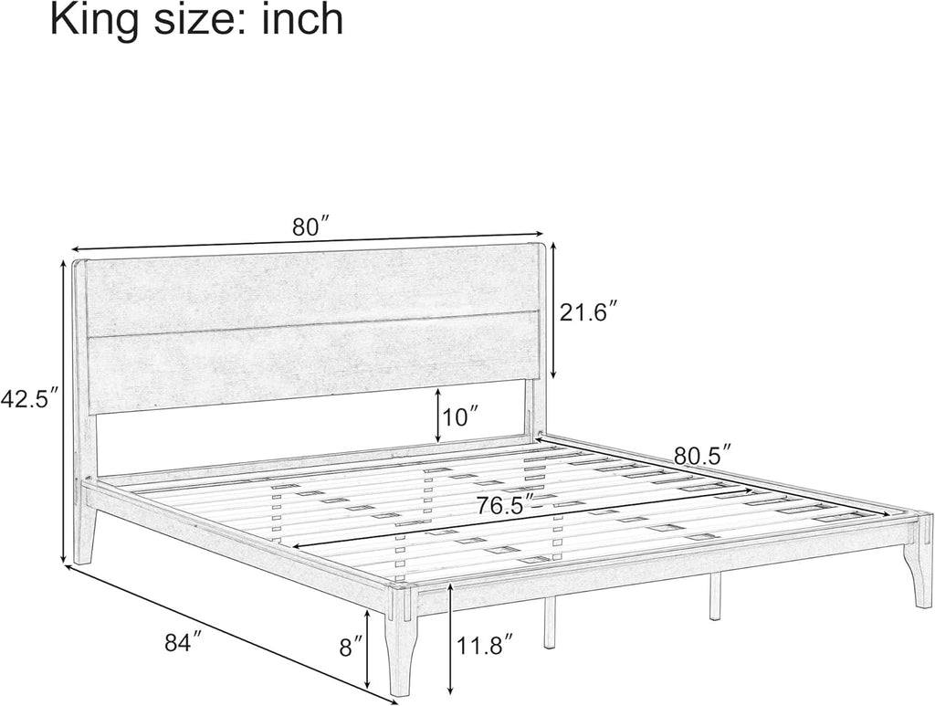 Merax 3 Pieces Bamboo Bedroom Sets, Mid-Century Modern King Size Platform Bed with Tall Headboard, Storage Drawer Night Stands Set, Wood Slats Support, No Box Spring Needed, Easy Assembly, Brown