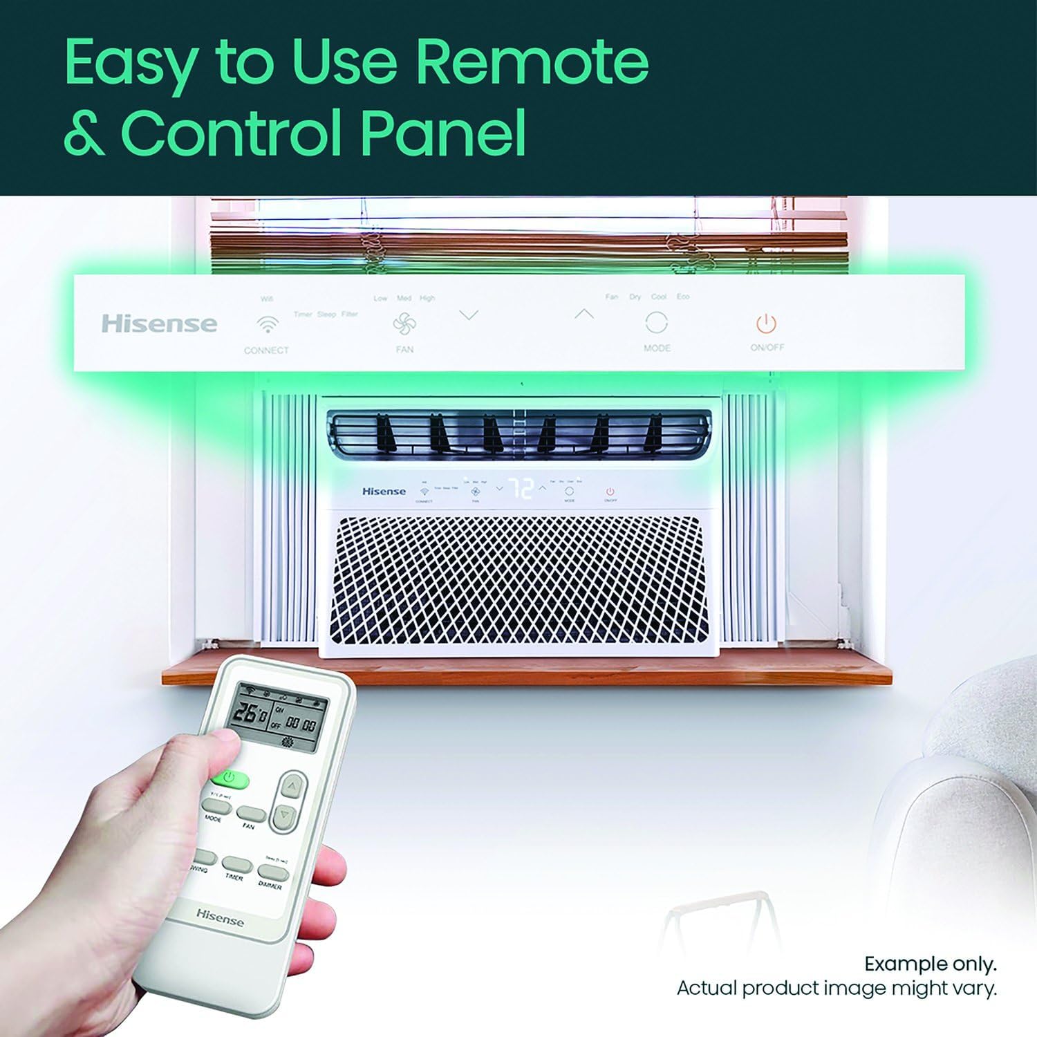 Hisense 8000 BTU Window Air Conditioner Unit for Bedroom Garage Single Living Room, Small Ultra Slim Smart WiFi AC with Dehumidifier Fan, Air conditioner for home 350 Sq. Ft.