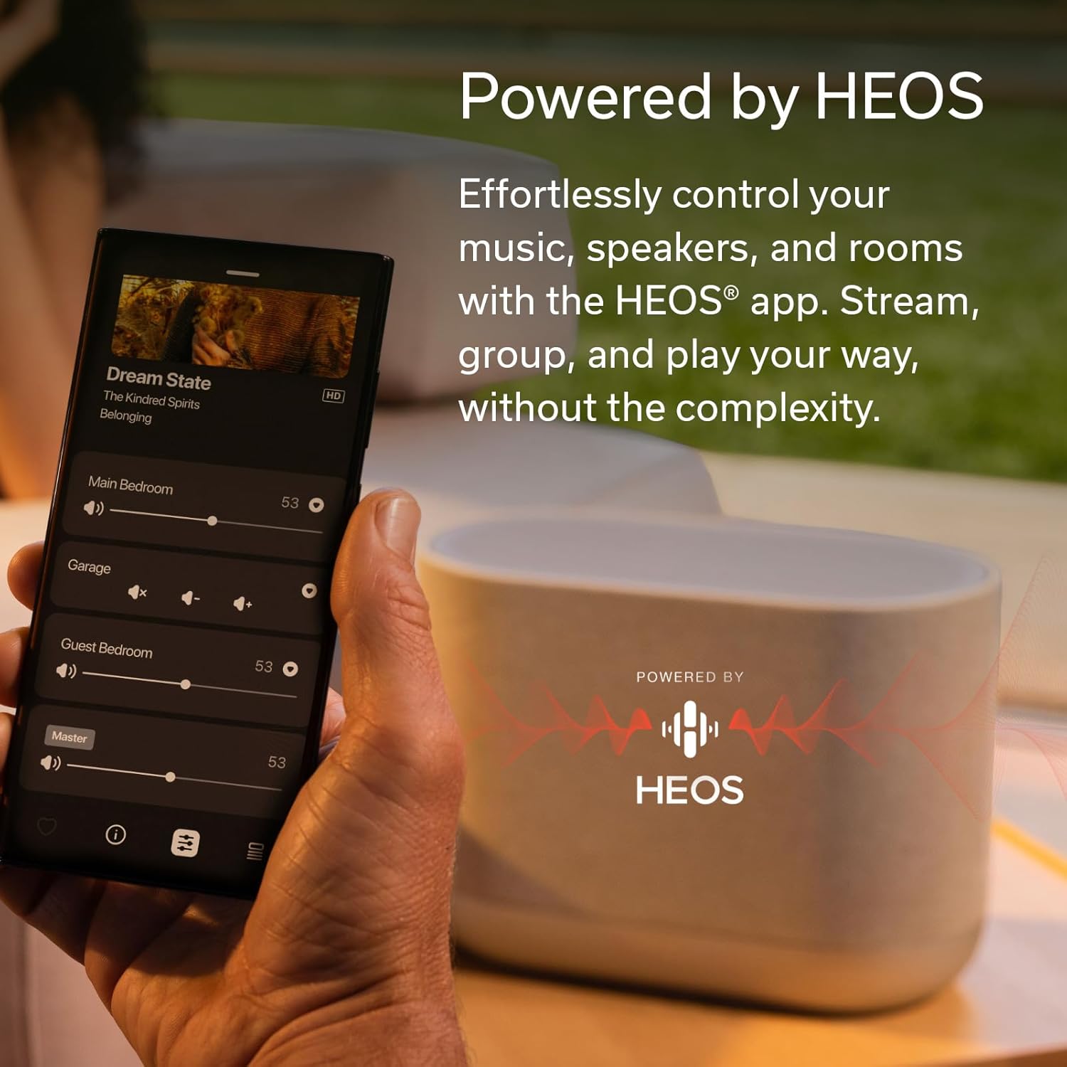 Denon Home 400 Speaker, Wireless Speaker with 6-Driver Array for Stereo and 3D Dolby Atmos Music, HEOS Multiroom Music Control, Wi-Fi, Bluetooth, Home Audio Device, AirPlay 2, Stone