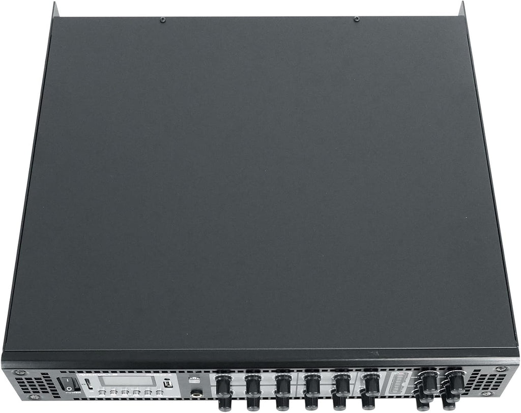 Rockville RCS650-6 650 Watt 6-Zone 70V Commercial Amplifier, Bluetooth, USB/SD/FM Playback, Rack-Mountable, for Restaurants & Offices