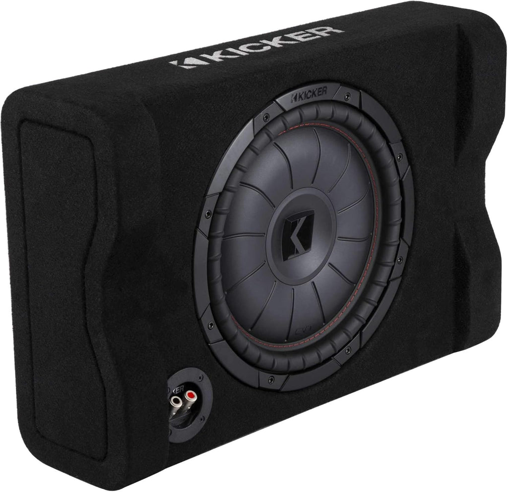 KICKER 48CVTDF122 CVTDF 12" Sub Down Firing Enclosure w/ 500 Watt Key Amp Bundle (Includes Bass Knob)