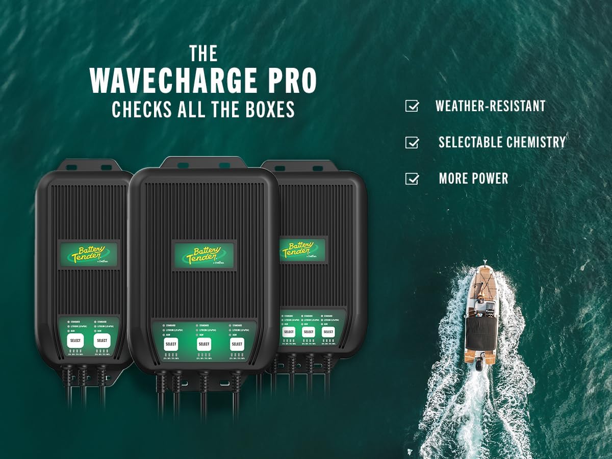 Battery Tender WaveCharge Pro 2 Bank Multibank Charger - 20 AMP (10 AMPs Per Bank) -12V - Smart Multi Battery Weatherproof Charger and Maintainer - 022-1007-DL-WH