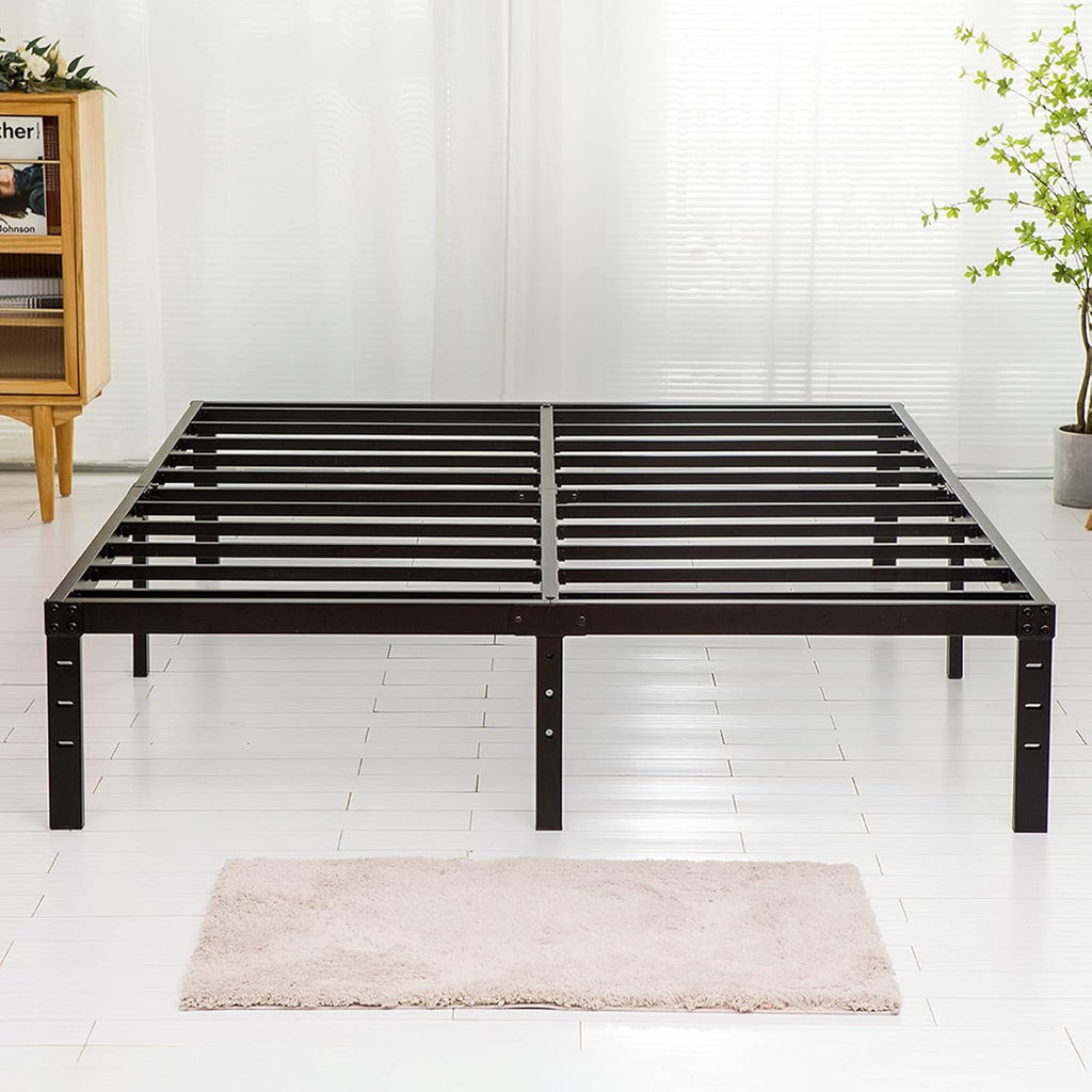 Wulanos Queen Size Bed Frame, 3500lbs Heavy Duty Metal Platform with Steel Slats Support, Sturdy and Noise-Free, 14 Inches High Bedframes with Ample Storage, No Box Spring Needed