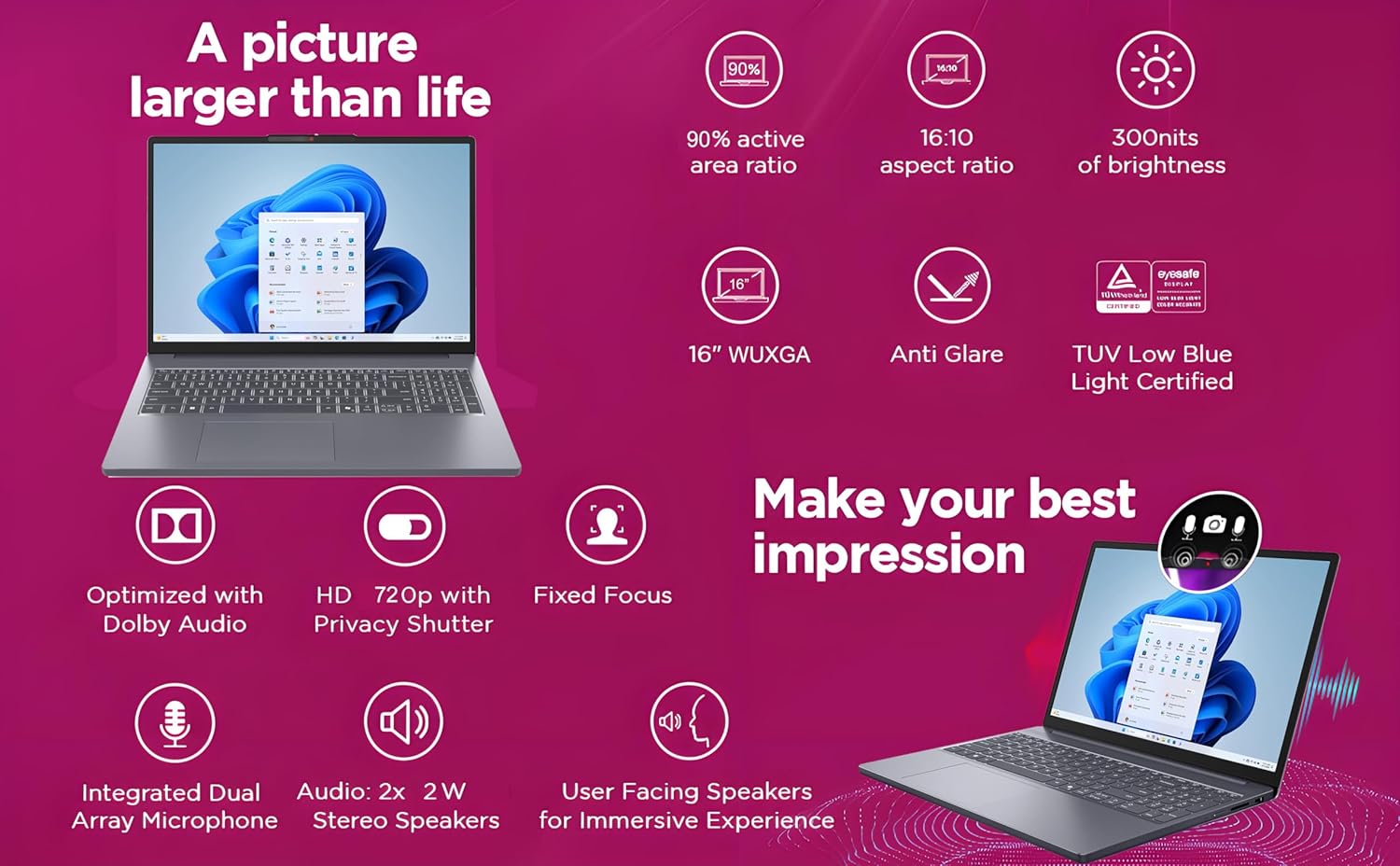 Lenovo Laptop Computer IdeaPad Slim 3 for Student Home Study with Lifetime Office 365, Intel 8-Core i5-13420H, 16GB DDR5 RAM, 256GB PCIe SSD with 500GB HDD, 16" FHD+, Ash Gray, Windows 11 Home
