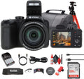 Kodak Pixpro AZ405 Digital Camera in Black (AZ405BK) Bundle Including: 128 GB Memory Card, Rechargeable Batteries, Case, Flexible Tripod, Neck Strap, Lens Caps, Full Cleaning Kit, More Accessories