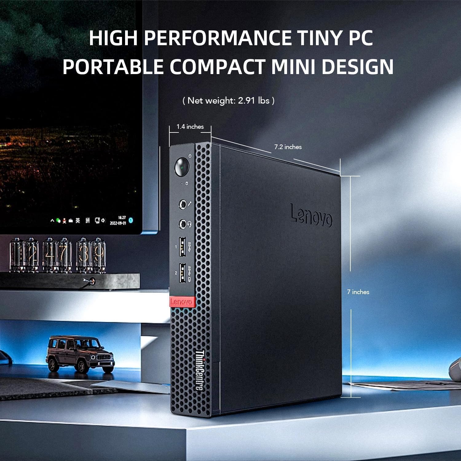 Lenovo ThinkCentre M710q Tiny Desktop, Core 6th Gen, 8GB DDR4 RAM, 256GB SSD, DisplayPort, Keyboard & Mouse, WiFi, BT, Windows 11 Pro (Renewed)