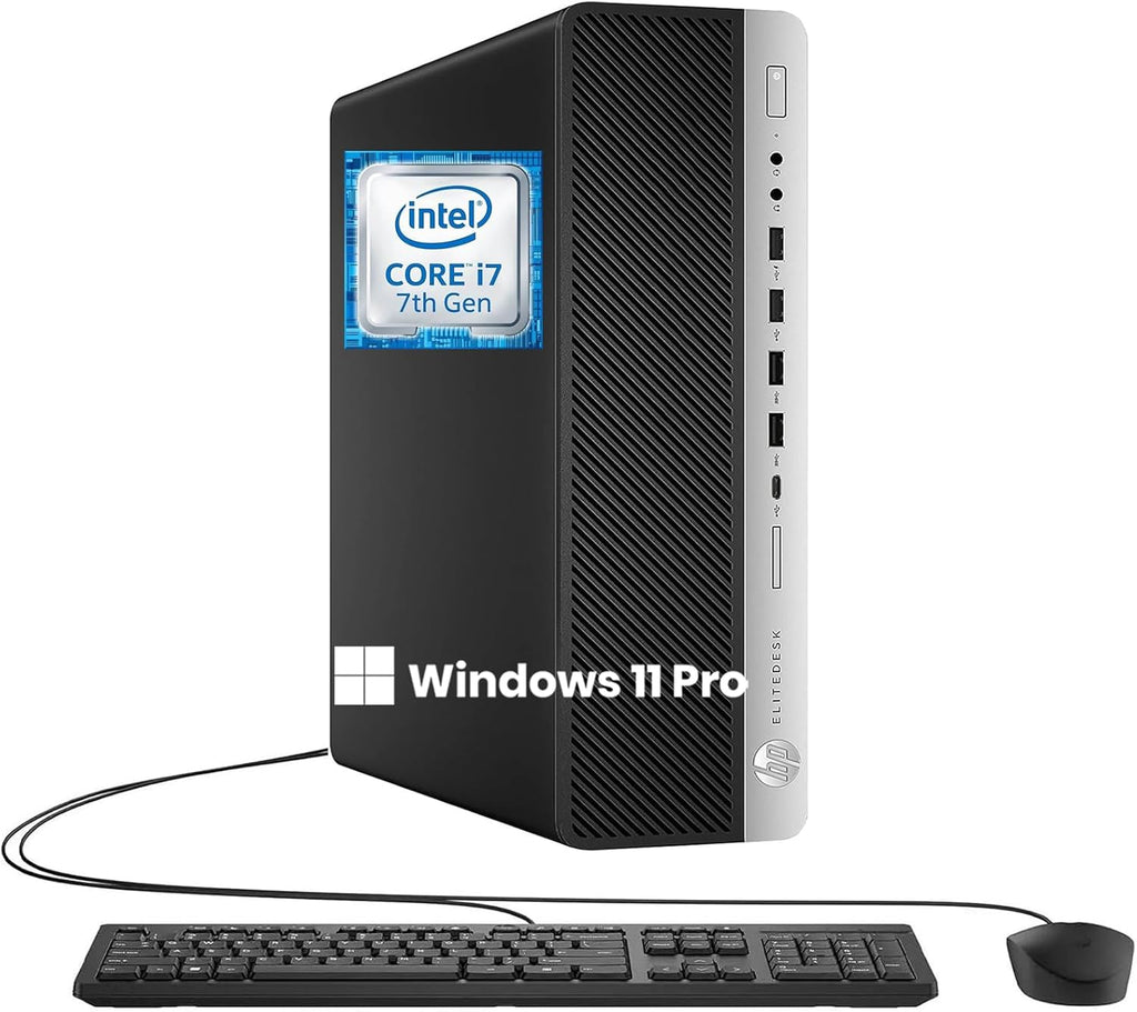 HP EliteDesk 800 G3 SFF Desktop Computer PC, Intel Core i7-7700T, 8 GB RAM, 256 GB SSD, Displayport, Wi-Fi Adapter, Keyboard and Mouse, Windows 11 Pro (Renewed)