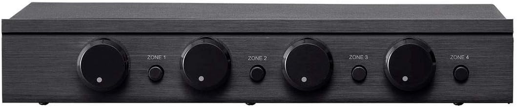 Monoprice SSVC-4.1 Single Input 4-Channel Speaker Selector with Volume Control, Impedance Protection, Individual Zone On/Off Buttons, Black, Model Number: 138159