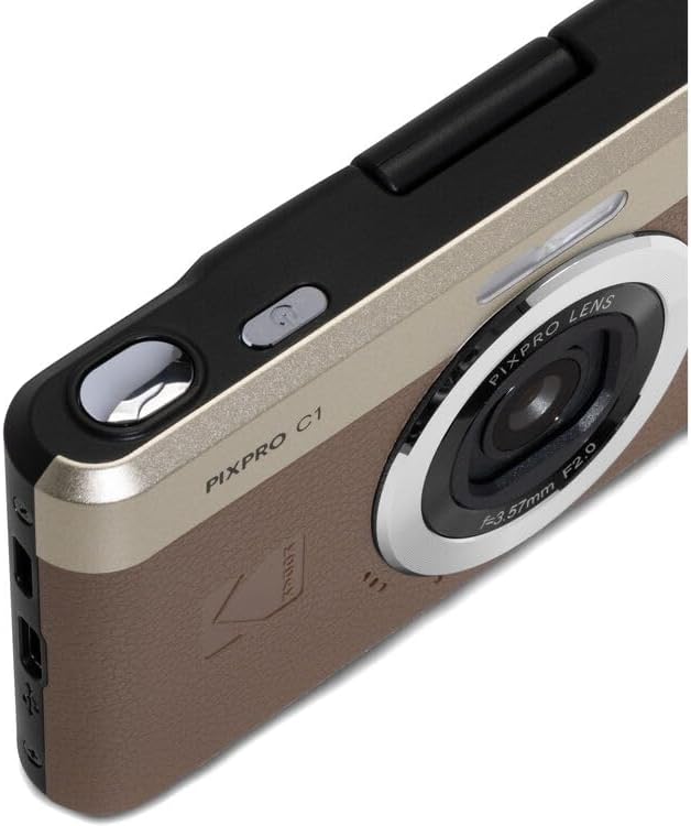 Kodak PIXPRO C1 Compact Digital Camera (Brown), 13MP Point and Shoot Camera for Selfies, Travel, Vlogging and Everyday Photos (C1-BN) + 32GB Card + Camera Bag + Cleaning Kit (7pc Bundle)