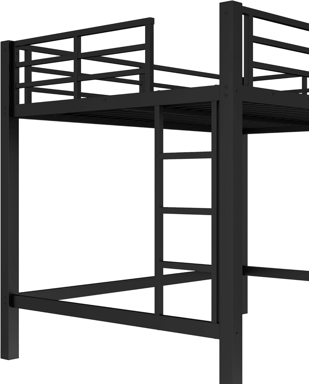 Bellemave Full Loft Bed with 2 Ladders and Guardrails, Metal Loft BedFrame for Adults, Kids, Teens, Black