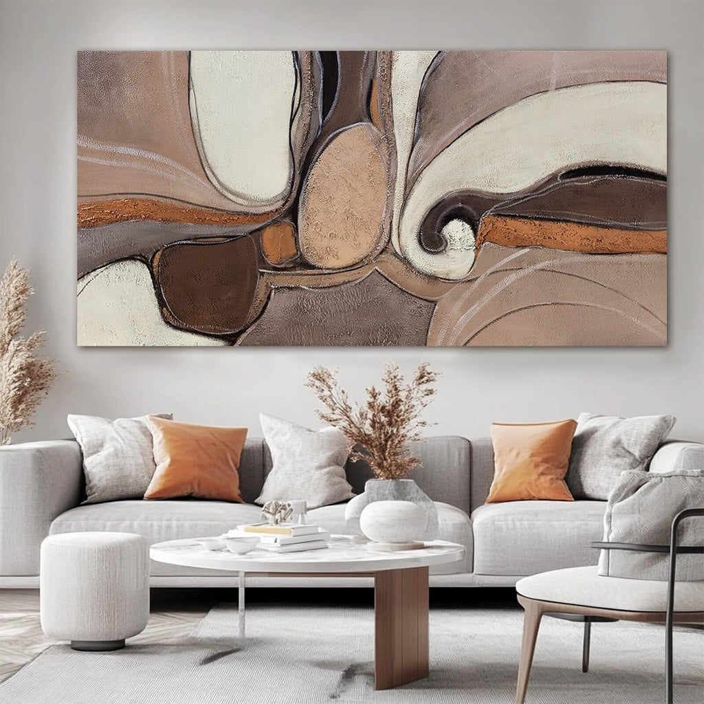 YETHEN WAL Large Neutral Abstract Wall Art Organic Swirl Home Decor Aesthetic Canvas Prints for Bedroom Entryway Living Room 29x58 Inch