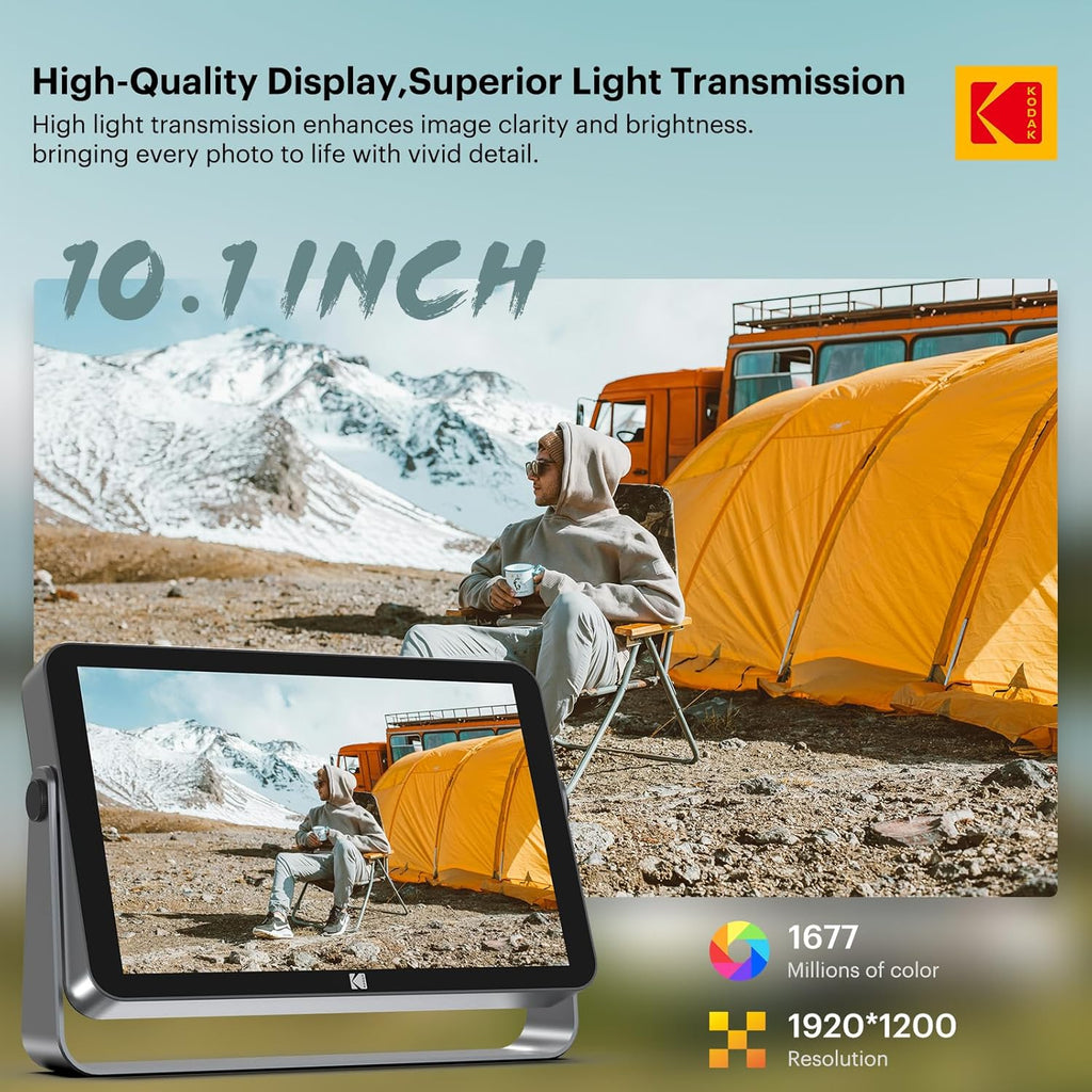 KODAK Wireless Digital Picture Frame with 4000mAh Battery Powered,10.1 Inch 1920x1200 G+G IPS Touch Screen Digital Picture Frame, 32GB Storage, Auto-Rotate, KODAK APP, Gifts for Women