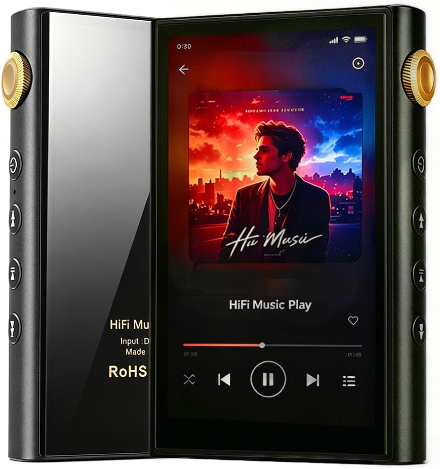 Hi-Res Music Player MP3 with Android - Dual ESS9018Q2M DAC Chips, 13H Playtime Bluetooth 5.2 WiFi USB Digital Audio Player, 4.4mm Balanced Output, Supports ISO/DTS/DSD512