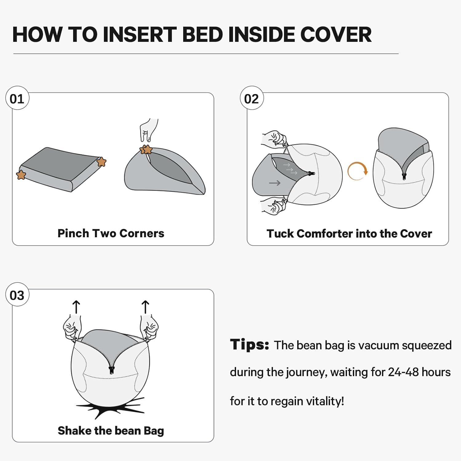 Bean Bag Chairs for Adults - Giant Bean Bag Chair Convertible Bean Bag Bed - Beanbag Chair with Micro Fiber Cover/Furniture Foam Filler - Floor Couch Sofa in Bedroom Dorm Room - Full Charcoal