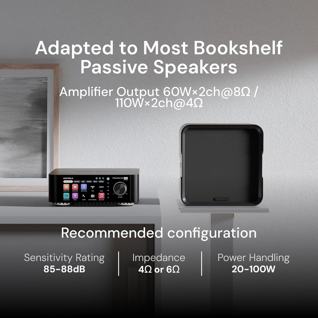 Eversolo Play | Music Streamer with DAC & Amplifier 60W×2ch(8Ω) / 110W×2ch(4Ω) | 5.5" LCD Touchscreen, Support Room Correction & Multi Room System, Stream Qobuz, Tidal&More | Black (CD Edition)