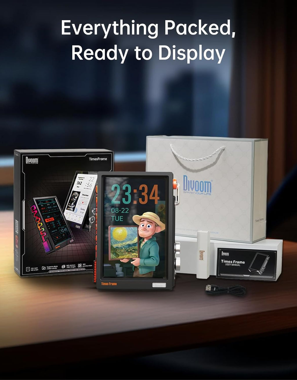 Divoom TimesFrame – 10.1" WiFi 6 Digital Picture Frame & Smart Desk Display, No Subscription | 64GB | Send Photos, Videos & AI Styles + Live Widgets (Weather, Calendar, etc)–Perfect Personalized Gift