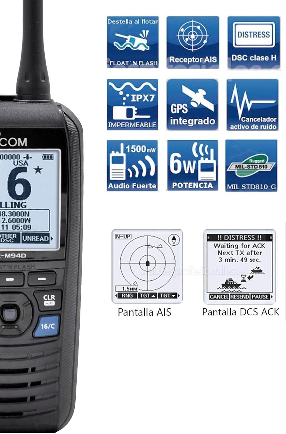 Icom M94D 21 USA VHF Marine Transceiver with DSC & AIS Receiver