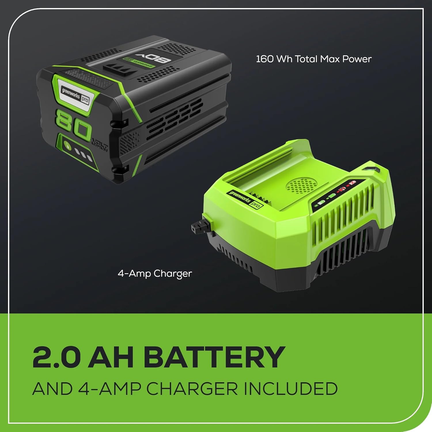 Greenworks 80V 16" Brushless Cordless String Trimmer with 2.0Ah Battery & Rapid Charger – .080" Dual Line, Variable Speed, Lightweight Design, 4-Year Warranty