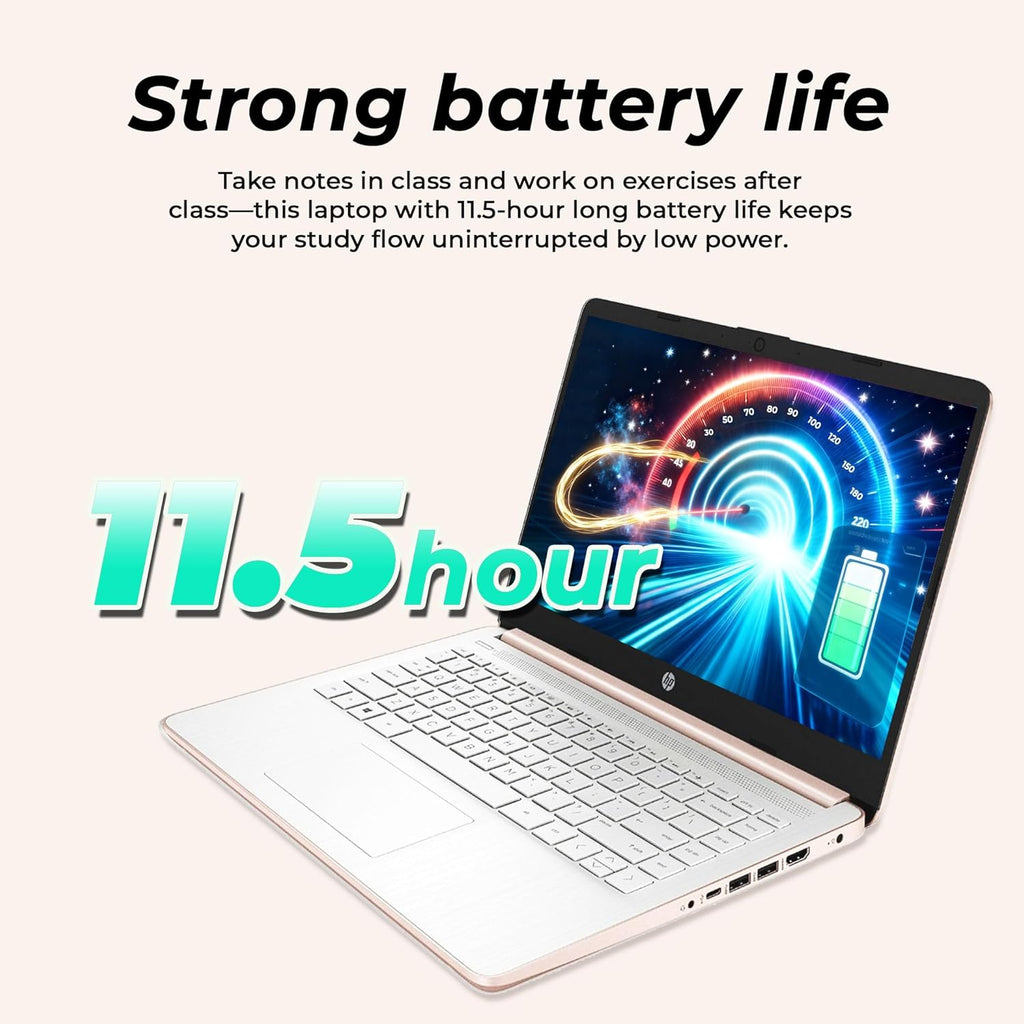 HP 14″ Rose Gold Laptop | 2026 Edition | Microsoft 365 | Copilot AI | Intel Processor | 4GB RAM Memory & 64GB SSD | Windows 11 | Portable Student Laptop