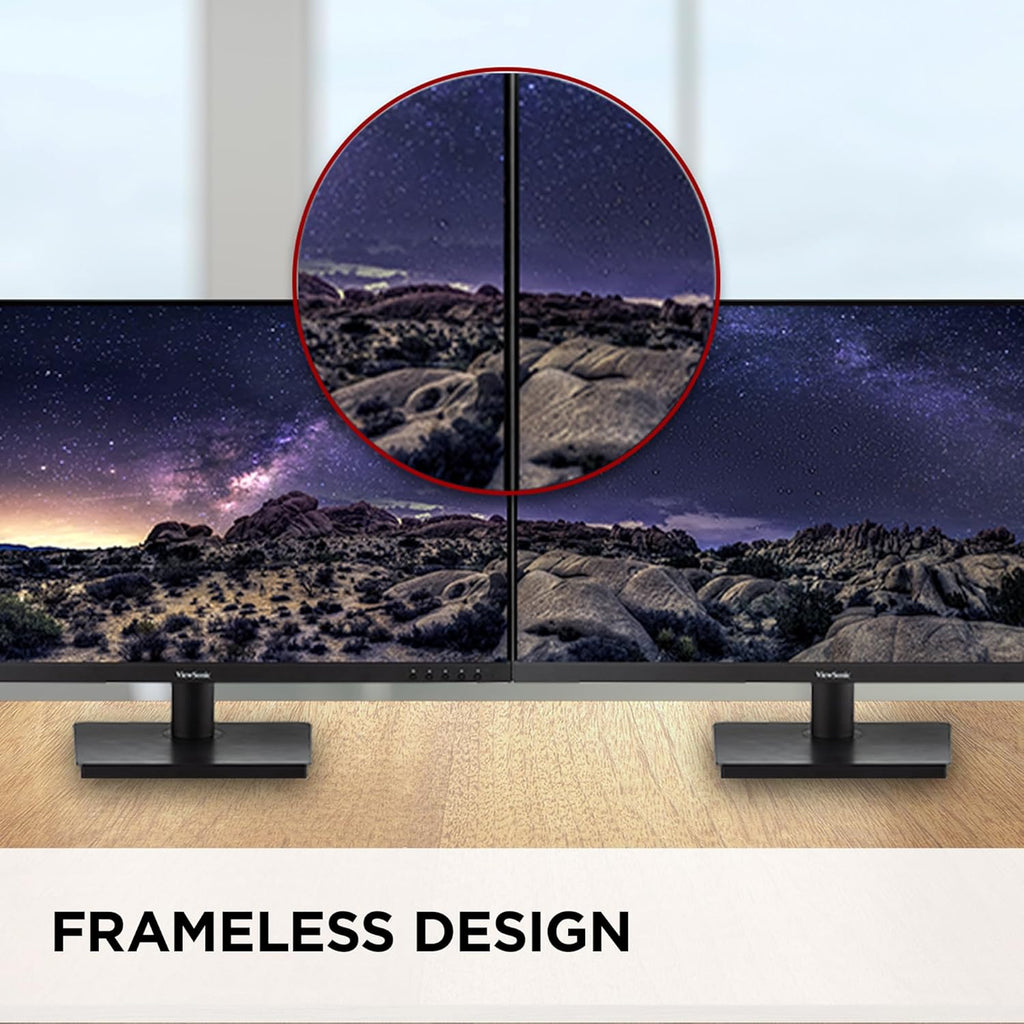 ViewSonic 32 Inch FHD 1080p IPS Computer Monitor, 75Hz Frameless Desktop Monitor with Built-in Speakers, Flicker-Free, Front Controls, HDMI and VGA for Home Office Productivity