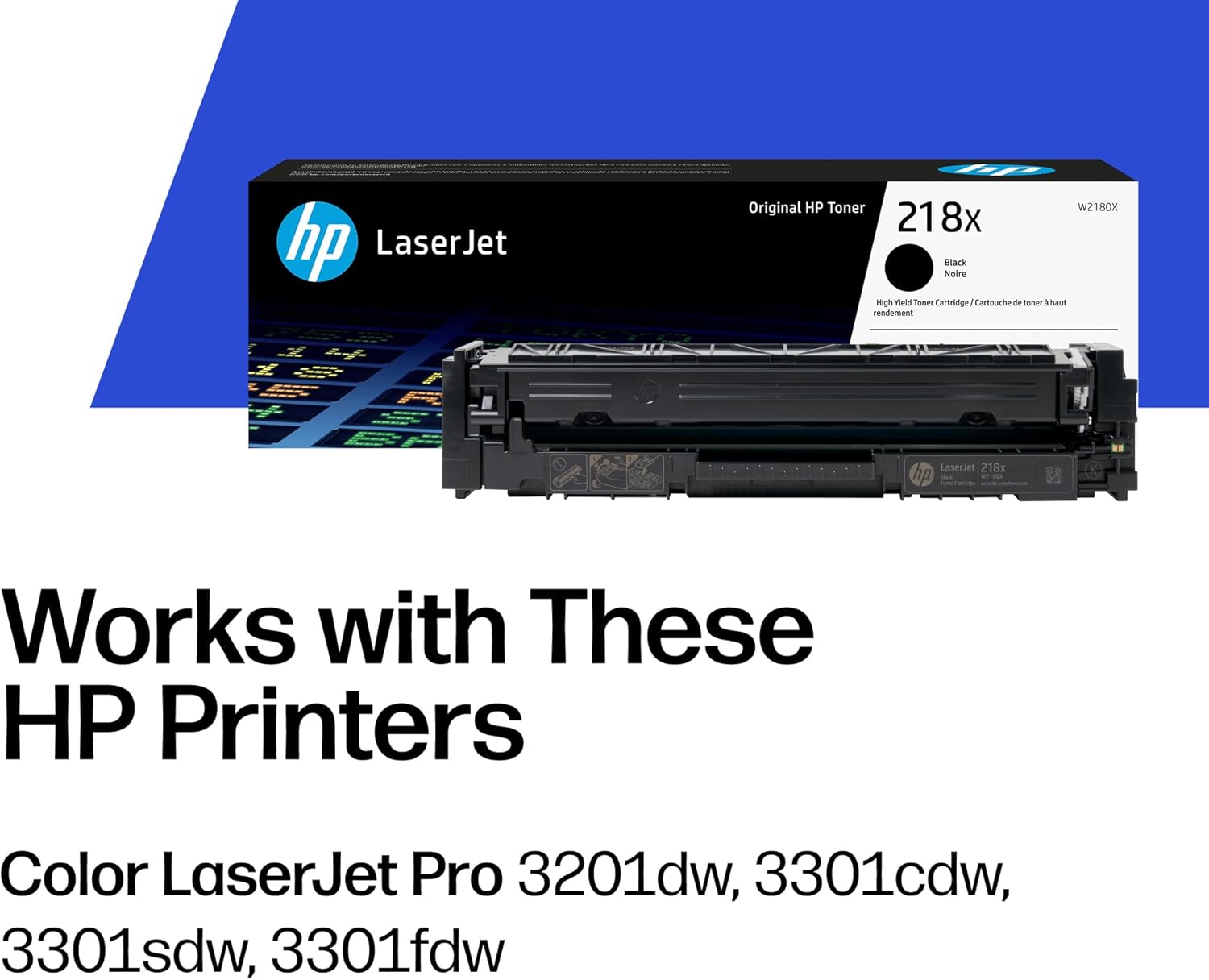 HP 218X Black High-Yield Toner Cartridge | Works with Color LaserJet Pro 3201, MFP 3301 Series | W2180X