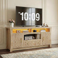 LIKIMIO TV Stand for 65 inch TVs, Entertainment Center with Power Outlet and Led Lights, TV Console with Storage Cabinets and Drawer, TV Stands for Living Room