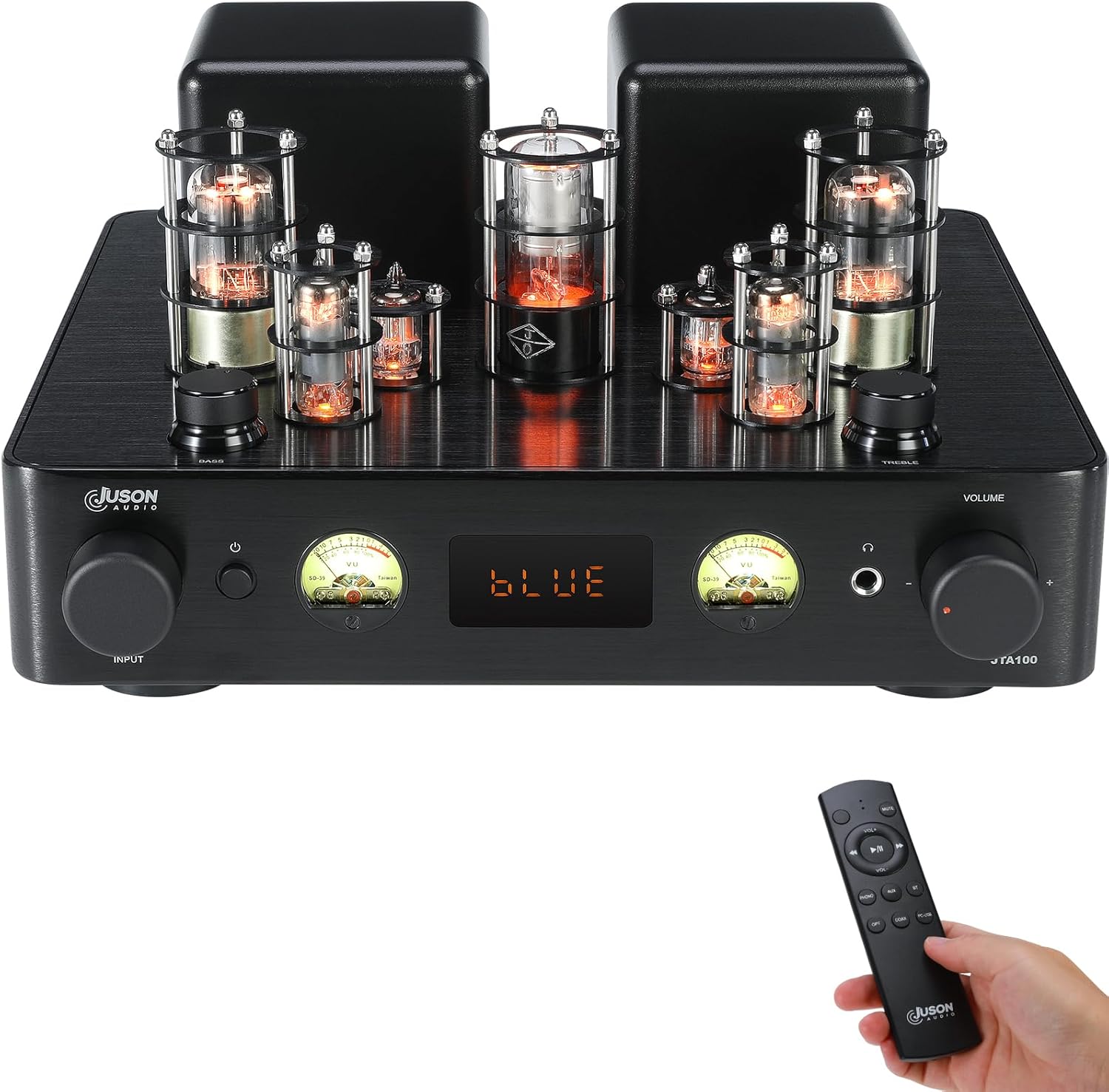 Juson Audio JTA100 2025 Version 200W Vacuum Tube Amplifier Integrated Hybrid with BT 5.0 Optical AUX RCA Phono Input and Headphone Output 2.1CH Class AB HiFi Home Audio for Turntable