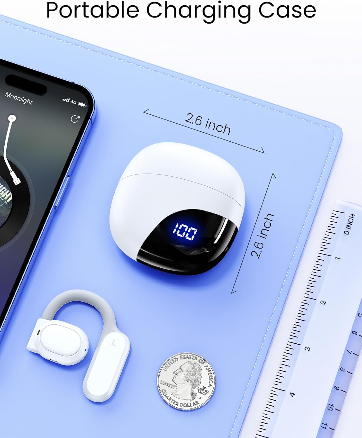 AI Translation Earbuds Real Time 164 Languages 80H Playtime Translator Ear Buds Audifonos Traductores Inglés Español Wireless Earphones Bluetooth AI Headphone for Travel Meeting Learning K08 White