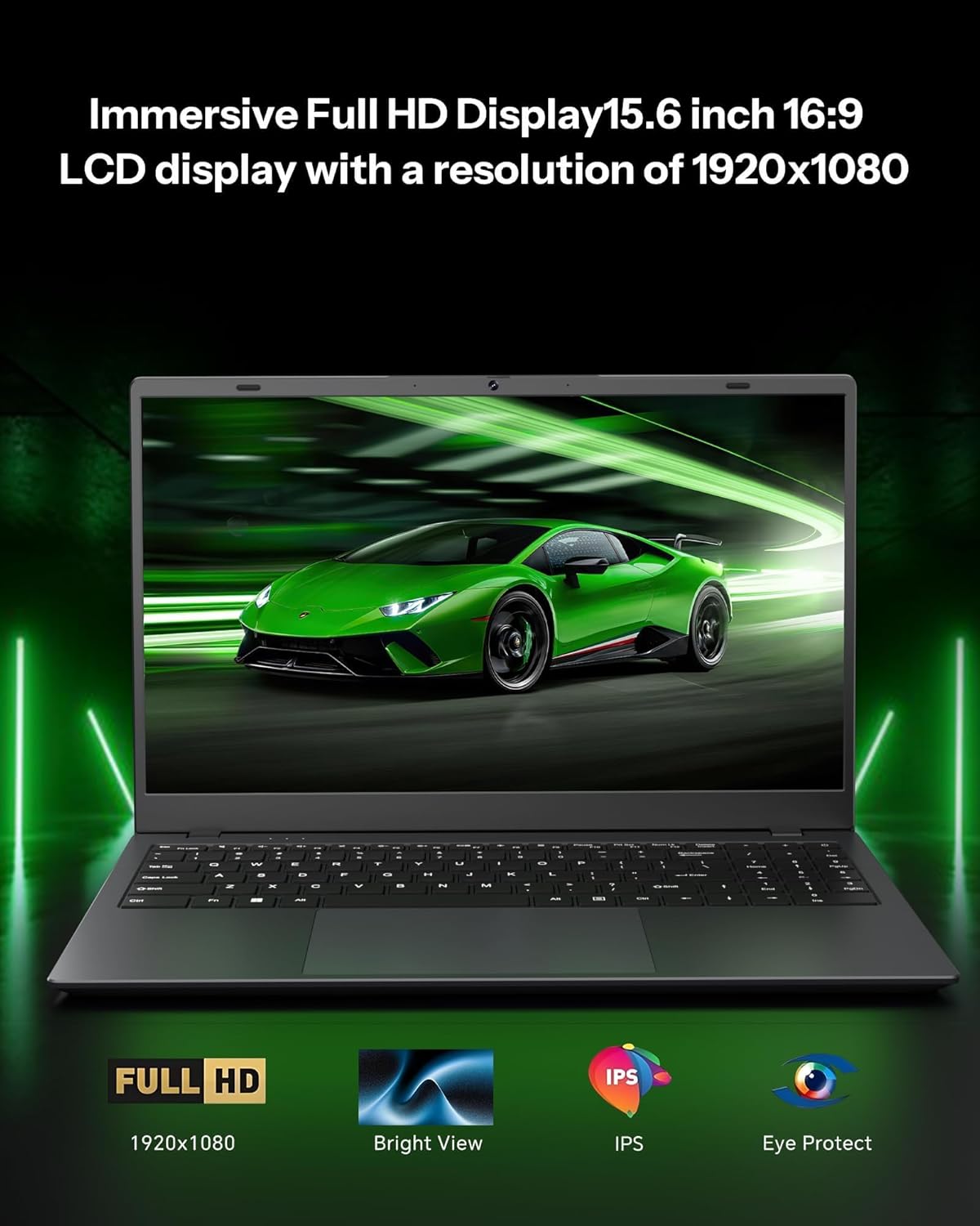 15.6 Inch Laptop with Pentium Gold 6500Y(Up to 3.4GHz), 8GB RAM 256GB SSD,1080P Full HD, USB-C,WiFi 5,BT5.0,Gray Computer Laptops for School, Business