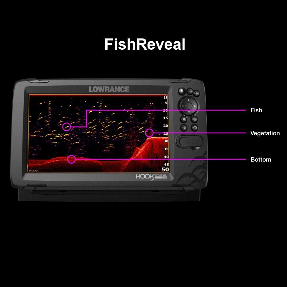 Lowrance HOOK Reveal 5 SplitShot - 5-inch Fish Finder with SplitShot Transducer, Preloaded C-MAP US Inland Mapping