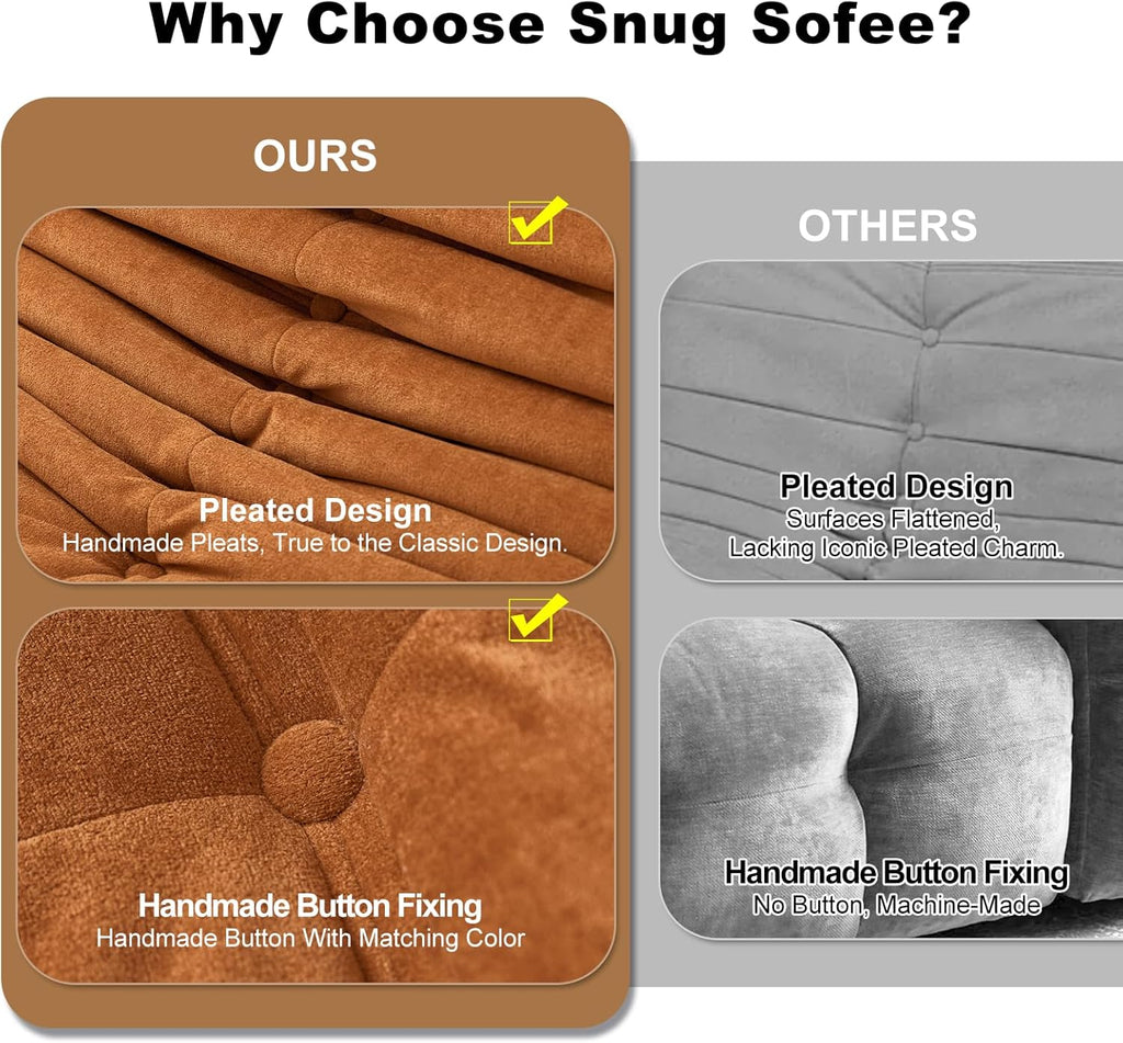Snug Sofee Bean Bag Chair for Adults, Bean Bag Sofa - Adult Size with Soft Waterproof Fabric for Living Room, Apartments, Reading Corner, Gaming, and Movie Venue (DarkOrange)