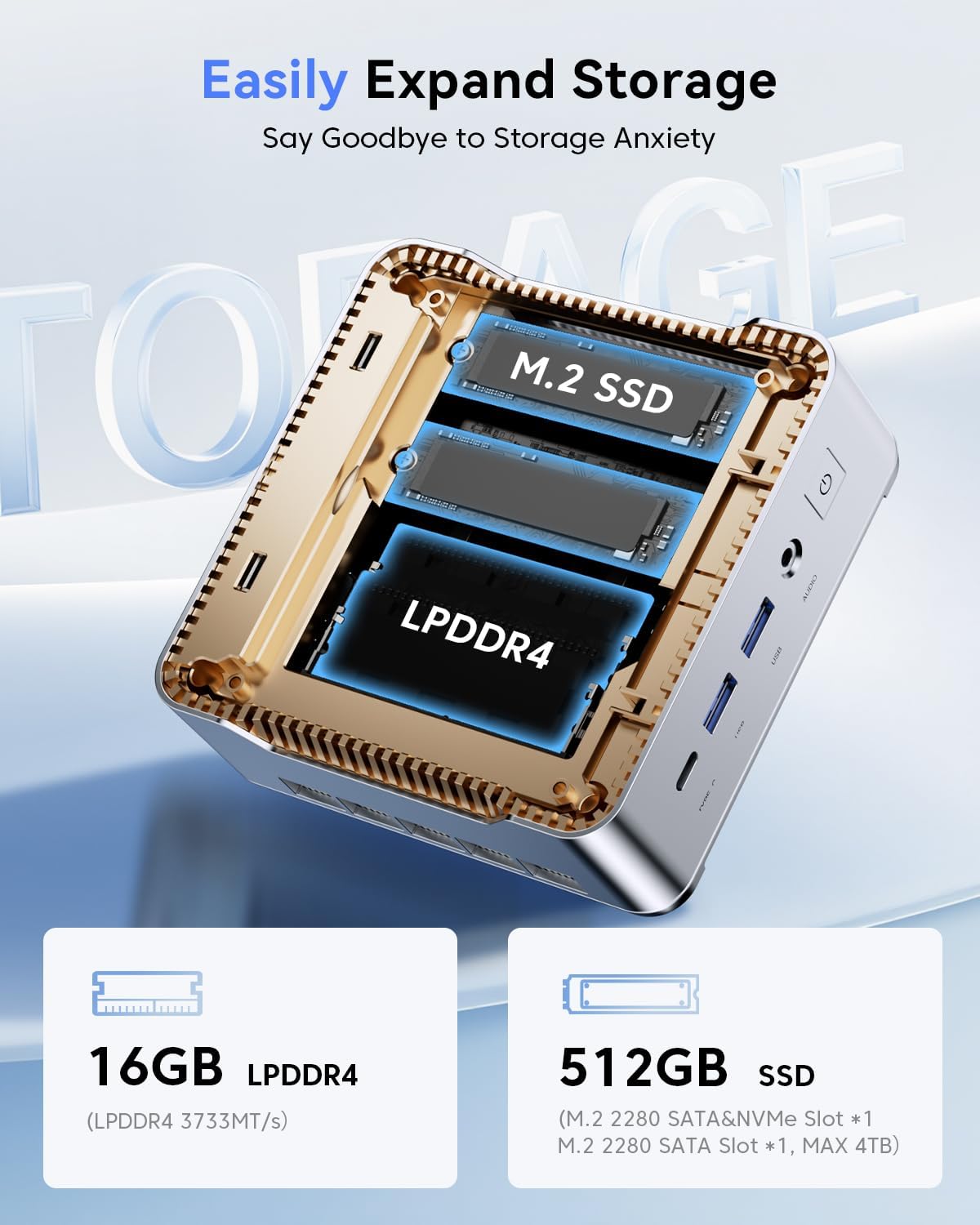 KAMRUI Pinova P2 Mini PC 16GB RAM 512GB SSD, AMD Ryzen 4300U(Beats 10110U/3500U/N95,Up to 3.7GHz,4C/8T)Mini Computers,Triple 4K Display/HDMI+DP+Type-C/WiFi/BT for Home/Business Mini Desktop Computers