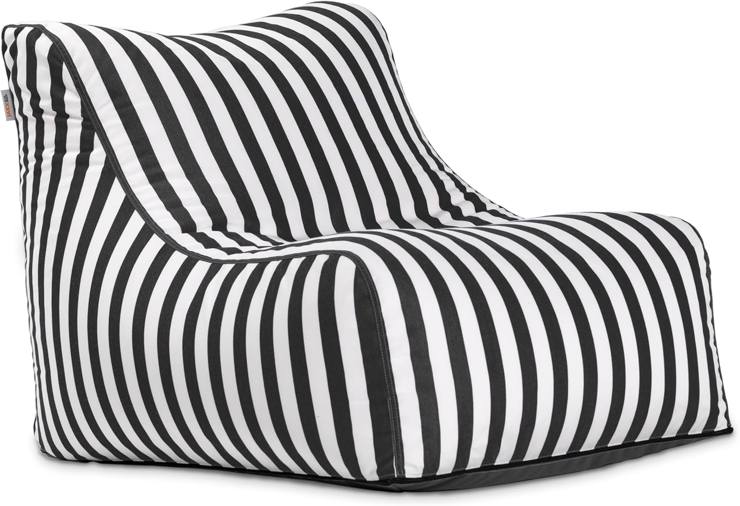 Jaxx Ponce Outdoor Bean Bag Chair - Weather Resistant Patio and Poolside Lounge Seating, Black & White Stripes