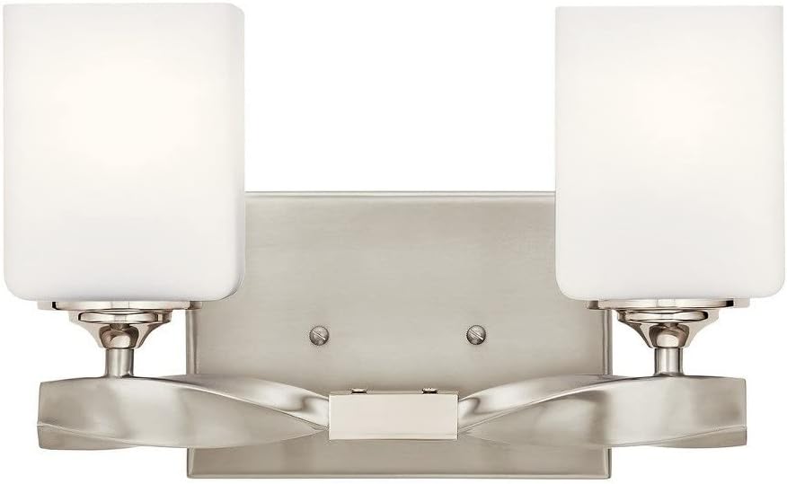 KICHLER Marette 13.5 " 2 Light Vanity Light with Satin Etched Cased Opal Glass in Brushed Nickel