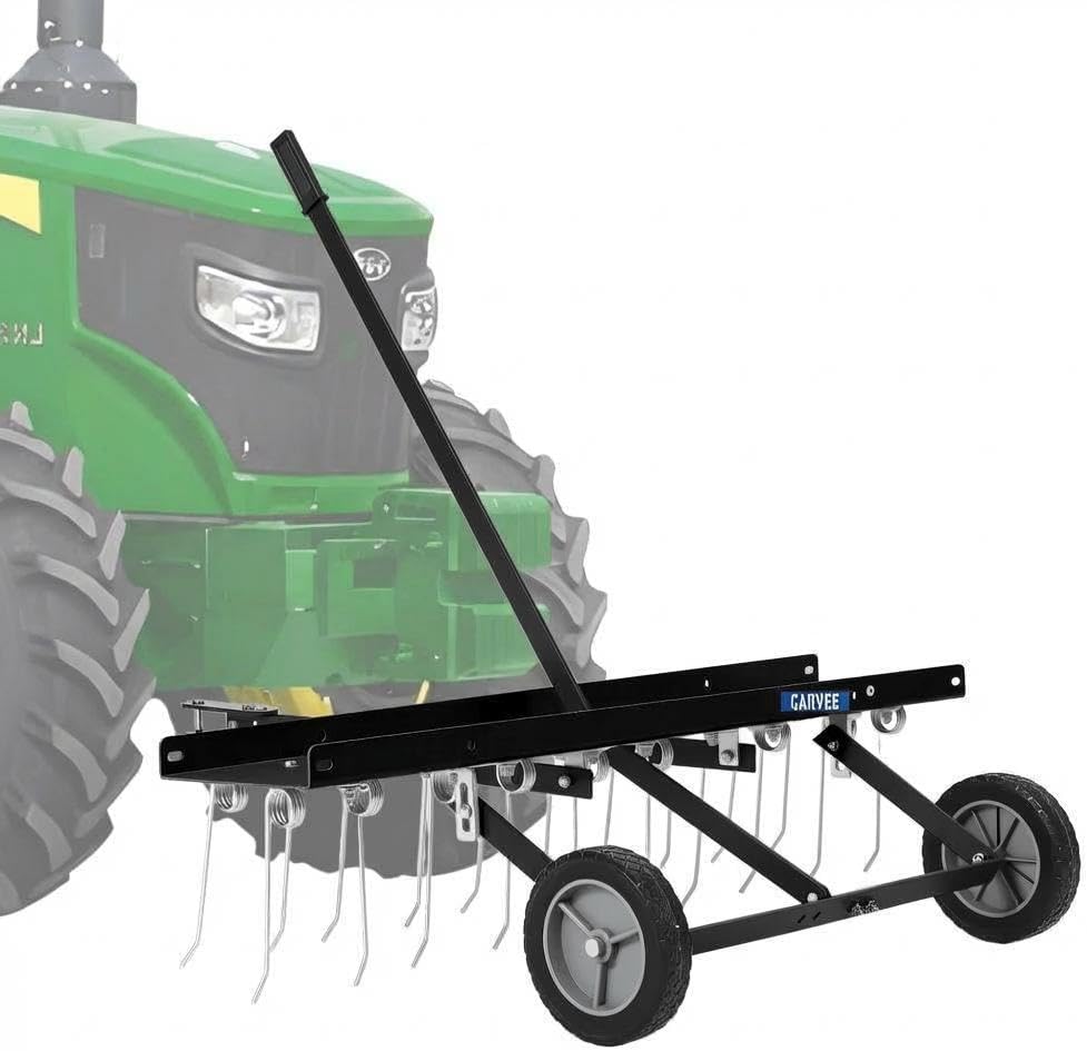 Heavy Duty Lawn Dethatcher Rake, 2-in-1 Handheld Grass Scarifier & Leaf Collector for Garden Yard Lawn Care