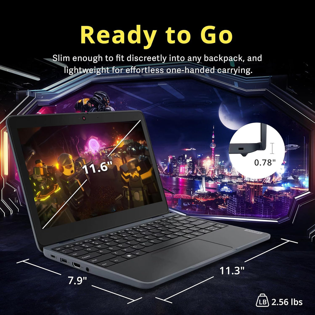 Lenovo 100w Gen 4 11.6" HD Laptop, Intel Processor N100, 4GB LPDDR5, 1.12TB Storage (128GB SSD+ 1TB Docking Station Set), Intel UHD Graphics, 720p HD Camera Wi-Fi 6, Win 11 Pro, Gray