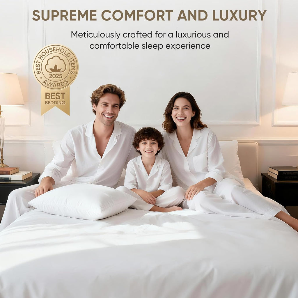TWK 1200 Thread Count Egyptian Cotton 100% Bed Sheet Set, Solid Thickness, Long-Lasting Durable Construction, Resists Pilling, 18" Deep Pocket Capacity