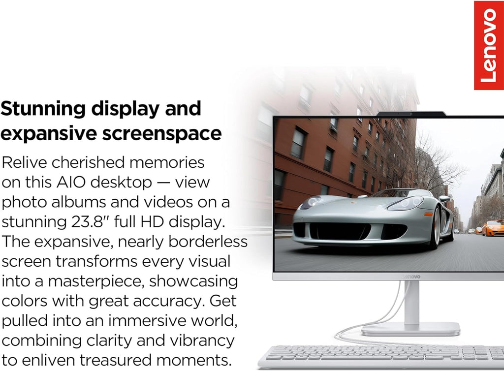 Lenovo IdeaCentre Everyday Tasks 24" Full HD All-in-One Desktop Computer • Office 365 for the Web • Intel 4-Cores • 256GB SSD • 8GB RAM • KB and Mouse • Windows 11